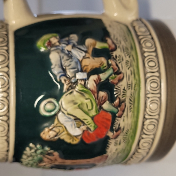 Vintage German pewter lidceramicbeerstine - Picture 4 of 8